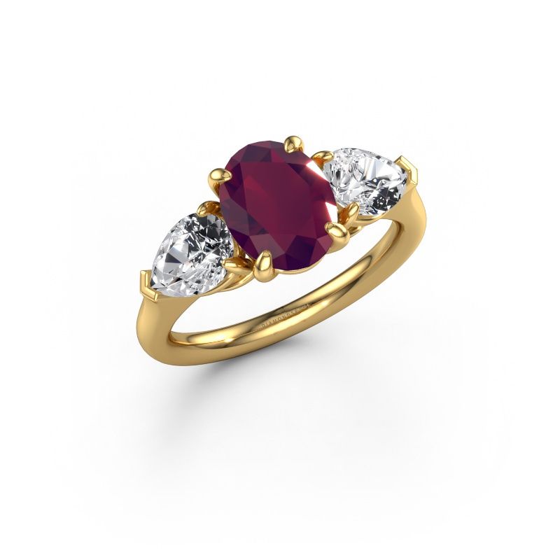 Engagement ring Carma OVL 585 gold rhodolite 9x7 mm