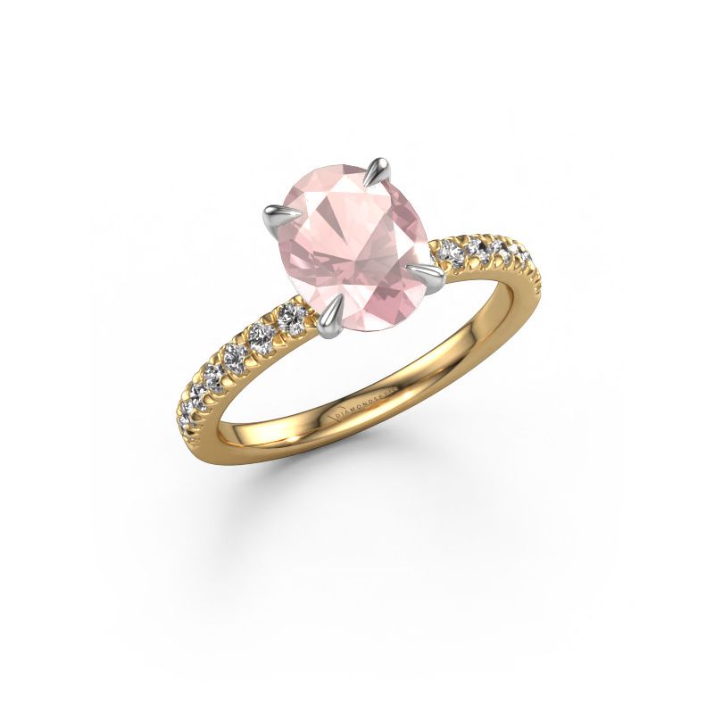 Engagement ring Crystal OVL 2 585 gold morganite champagne 9x7 mm