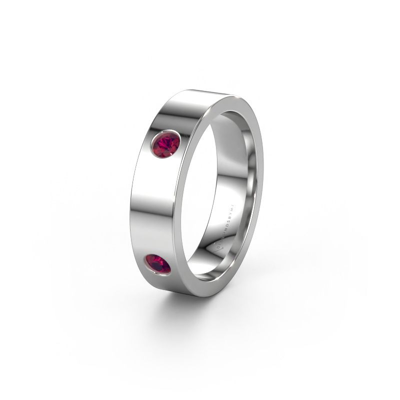 Trouwring WH0104L15BP 585 witgoud rhodoliet 3 mm ±4x2 mm