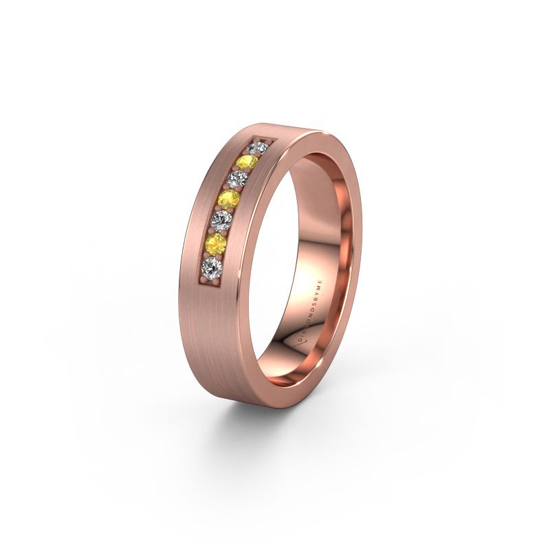 Trouwring WH0112L15BM 585 rosé goud gele saffier ±5x2 mm