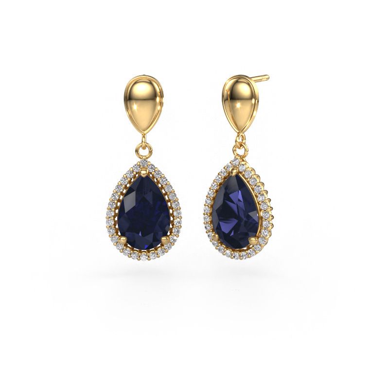 Drop earrings Tilly per 1 585 gold sapphire 12x8 mm