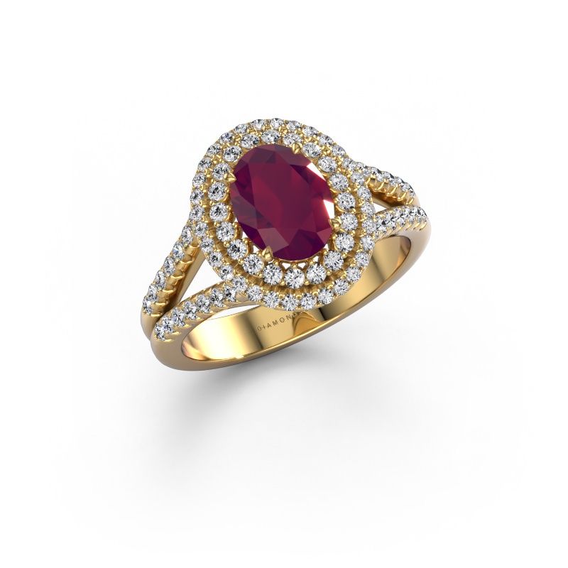 Engagement ring Elvie OVL 585 gold rhodolite 8x6 mm