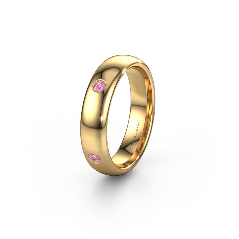 Trouwring WH0104L35BP 585 goud roze saffier ±5x2 mm