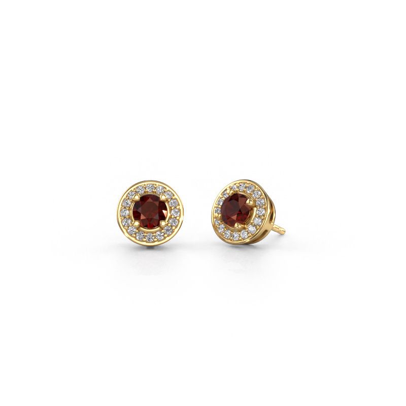 Clous d'oreilles Agaat 585 or jaune grenat 5 mm