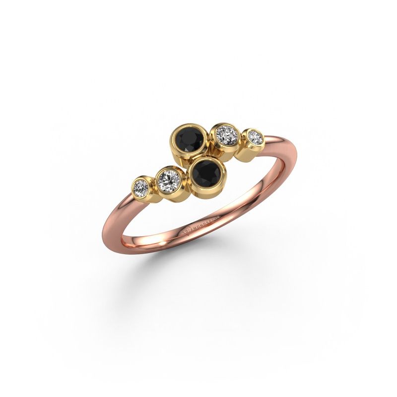 Ring Lonnie 585 rose gold black diamond 0.234 crt