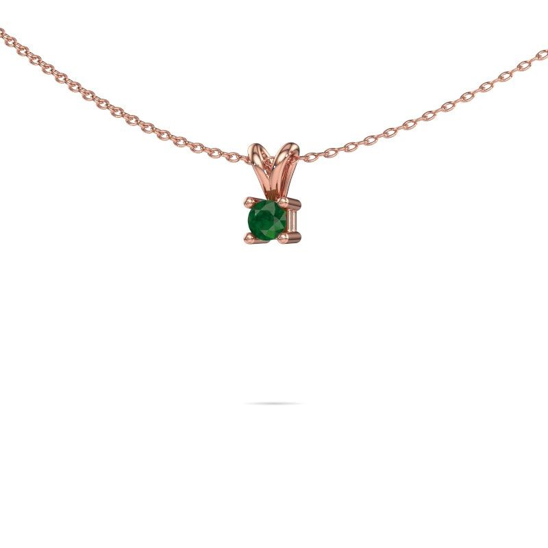 Kette Eline 585 Roségold Smaragd 5 mm