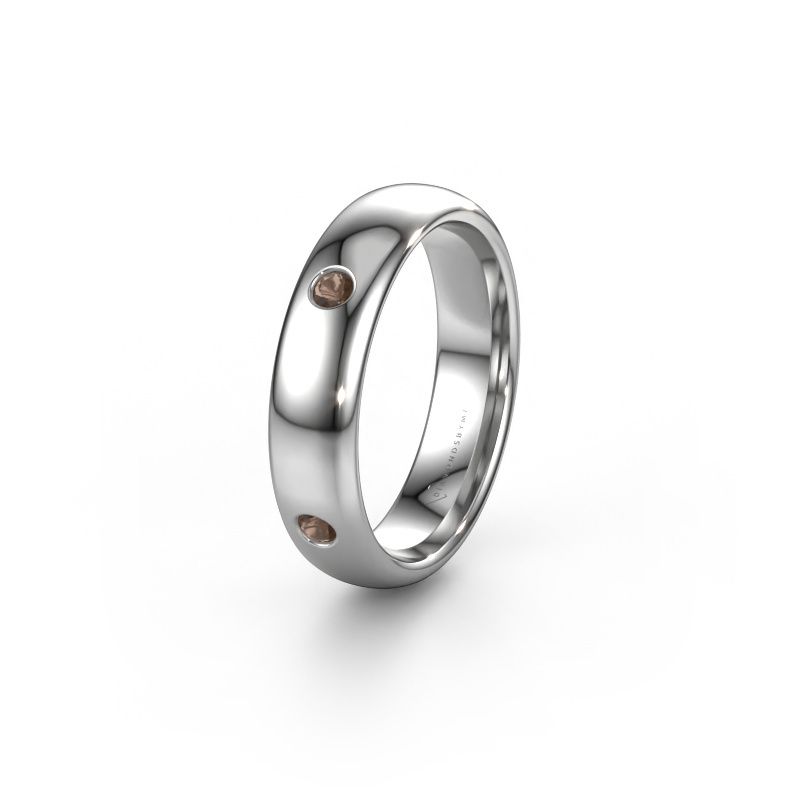 Wedding ring WH0104L35BP 585 white gold smokey quartz ±5x2 mm