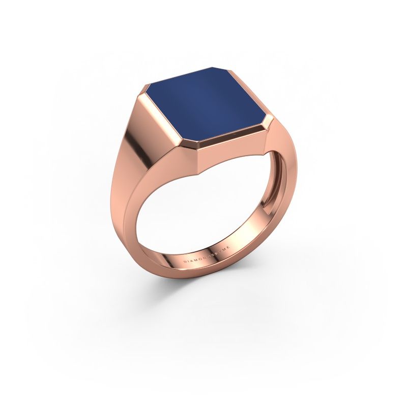Zegelring Lars 2 light 585 rosé goud lapis lazuli 12x10 mm
