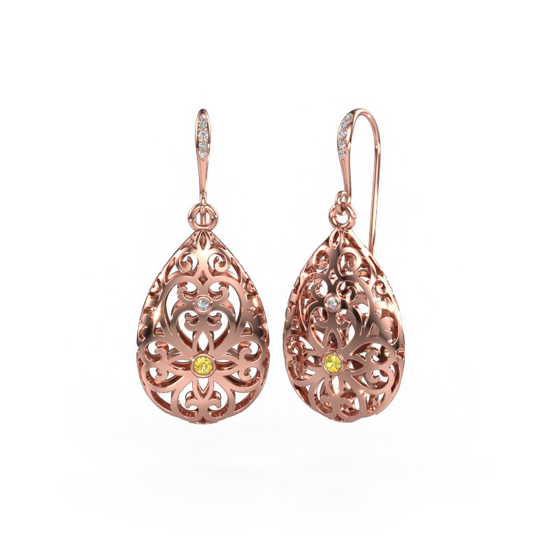 Drop earrings Idalia 2 585 rose gold yellow sapphire 2 mm