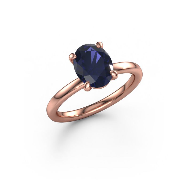 Verlovingsring Simone OVL 1 585 rosé goud saffier 9x7 mm