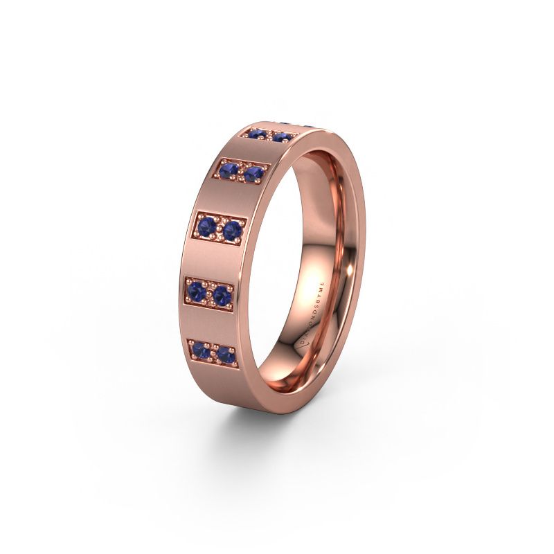 Trouwring WH2013L 585 rosé goud saffier ±5x2 mm