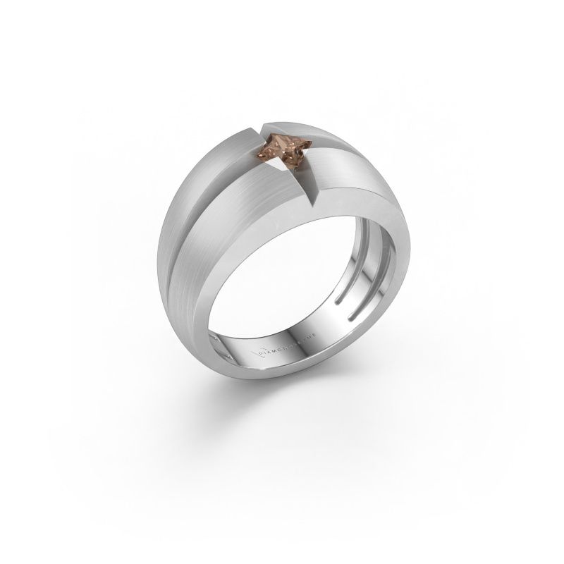 Men's ring Rens 585 white gold brown diamond 0.25 crt