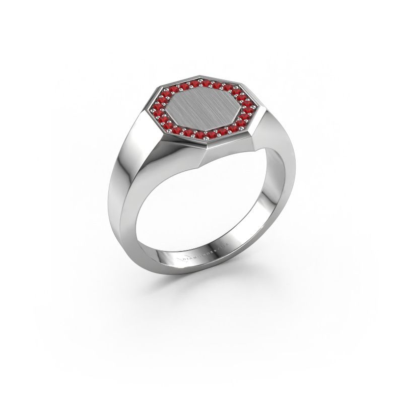 Herrenring Floris Octa 2 585 Weißgold Rubin 1.2 mm