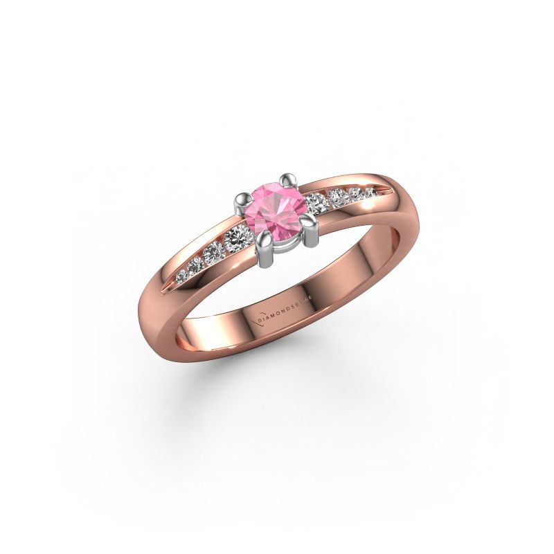 Forlovelsesring Zohra 585 roségull rosa safir 4 mm