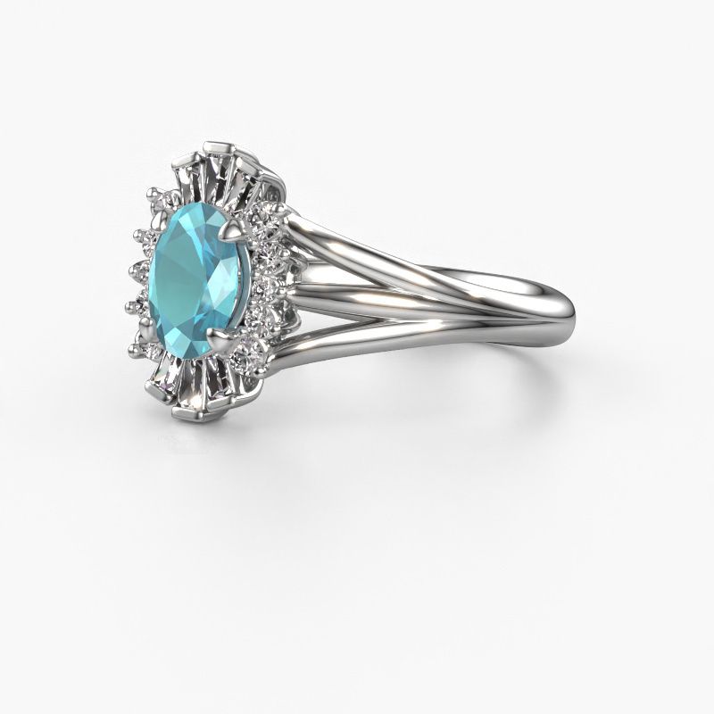Image of Engagement ring Andrea 950 platinum blue topaz 7x5 mm