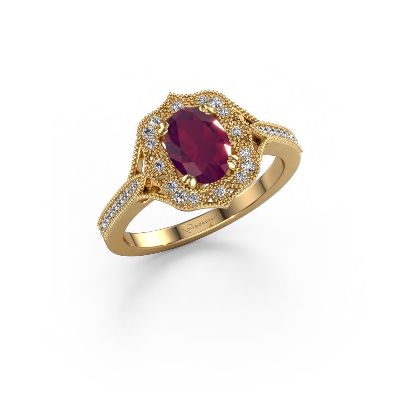 Verlobungsring Loni 585 Gold Rhodolit 7,5x5,5 mm