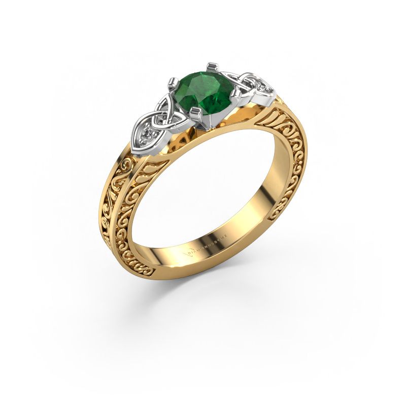 Forlovelsesring Gillian 585 gull smaragd 5 mm