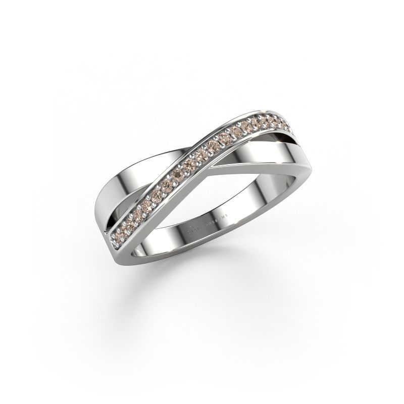 Ring Kaley 585 witgoud bruine diamant 0.143 crt