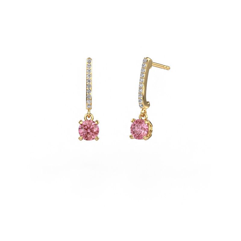 Drop earrings Tanja 1 585 gold pink lab grown diamond 5 mm