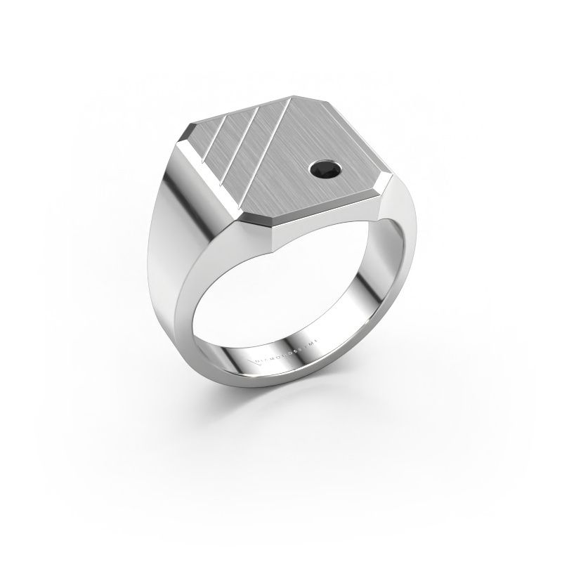 Zegelring Patrick 3 950 platina zwarte diamant 0.072 crt