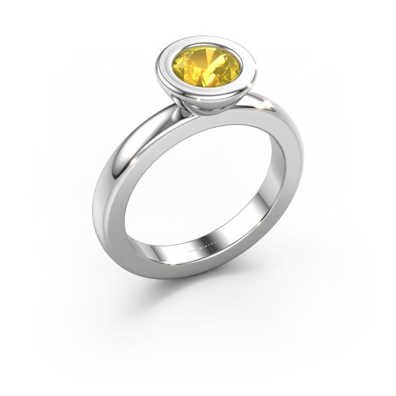 Stacking ring Eloise Round 585 white gold yellow sapphire 6 mm