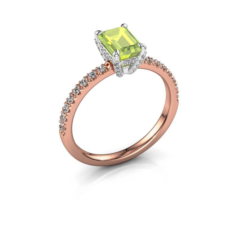 Image of Engagement ring saskia eme 1<br/>585 rose gold<br/>Peridot 7x5 mm