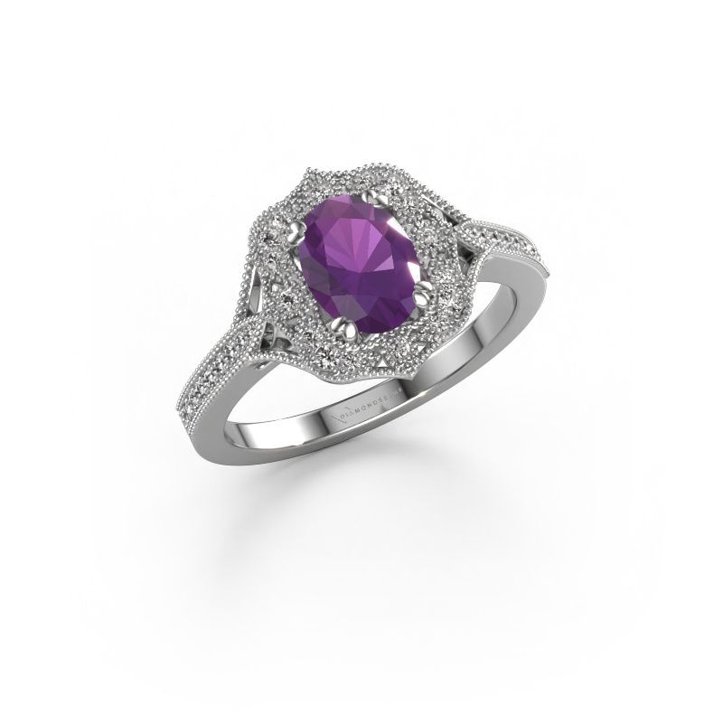 Verlobungsring Loni 585 Weißgold Amethyst 7,5x5,5 mm