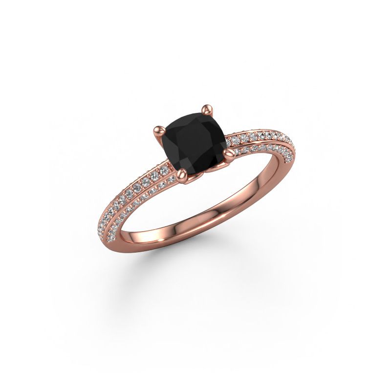 Bague de fiançailles Elenore cus 585 or rose diamant noir 1.15 crt