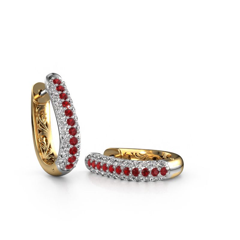 Créoles Danika 10.5 A 585 or blanc rubis 1.7 mm