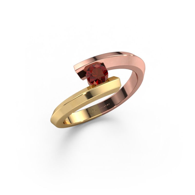 Bague Paulette 585 or rose grenat 3.4 mm