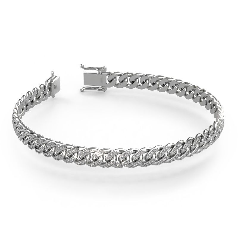 Cuban bracelet ±0.31 in (8 mm) white gold diamond