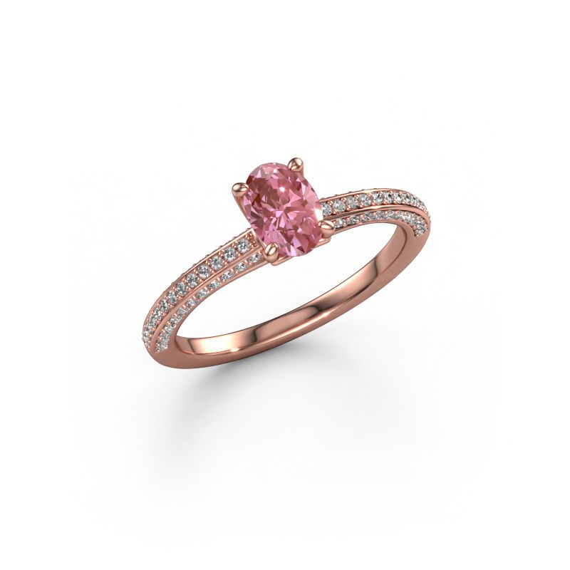 Engagement ring Elenore ovl 585 rose gold pink lab grown diamond 6.5x4.5 mm