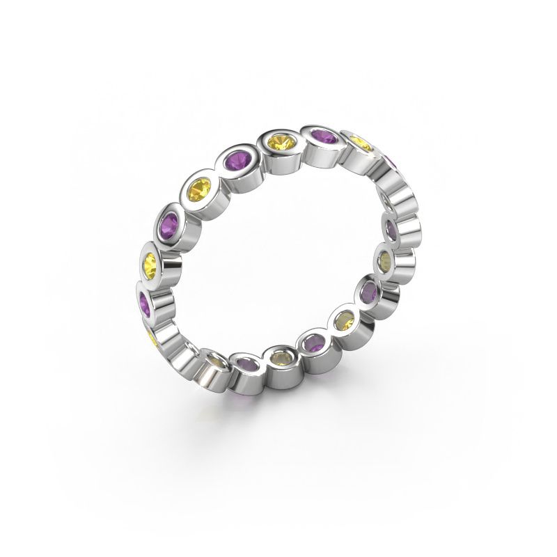 Stackable ring Edwina 1 585 white gold yellow sapphire 2 mm
