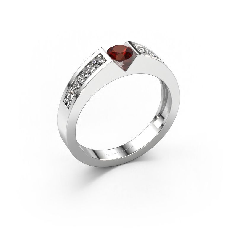 Verlobungsring Lizzy 2 585 Weißgold Granat 4.2 mm