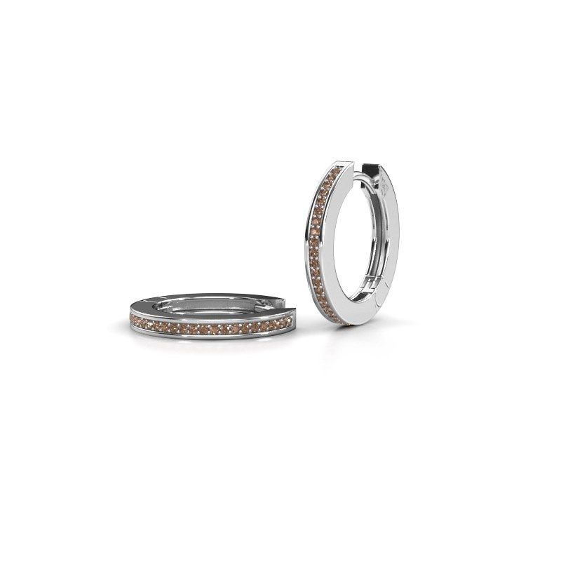 Image of Hoop earrings Renee 4 12 mm 925 silver brown diamond 0.38 crt