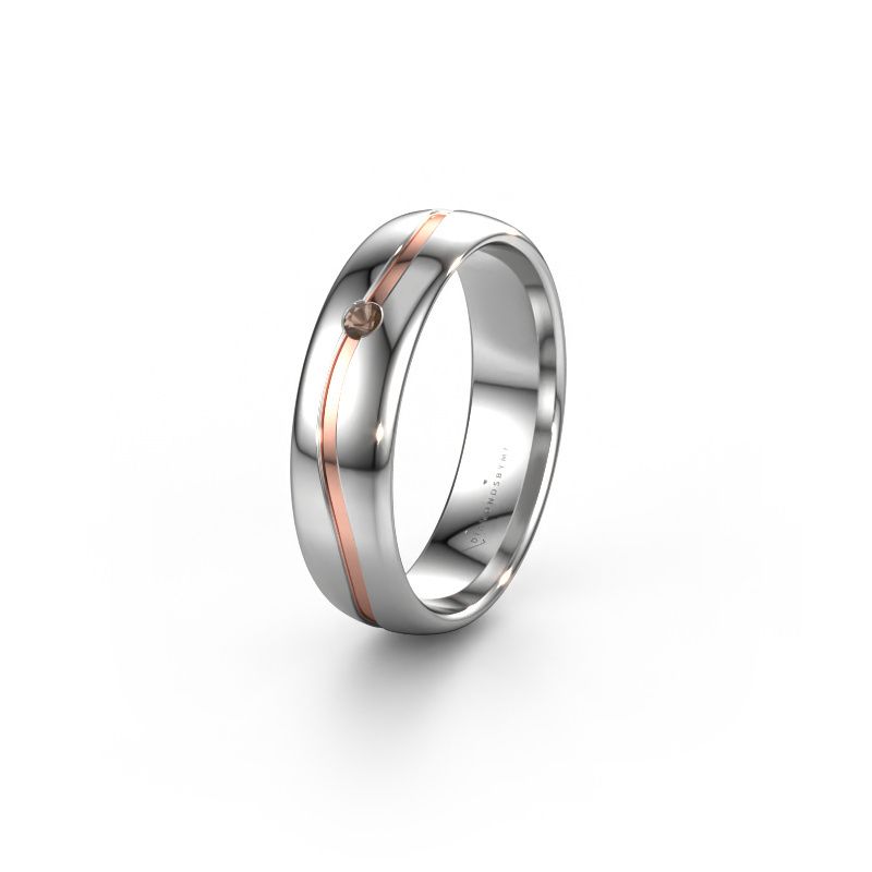 Trouwring WH0905L35X 585 witgoud rookkwarts ±5x1.7 mm
