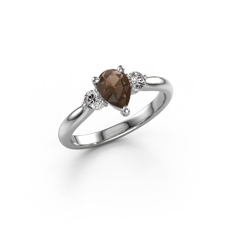 Engagement ring Lieselot PER 585 white gold smokey quartz 7x5 mm