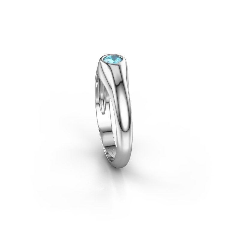 Image of Pinky ring thorben<br/>585 white gold<br/>Blue topaz 4 mm