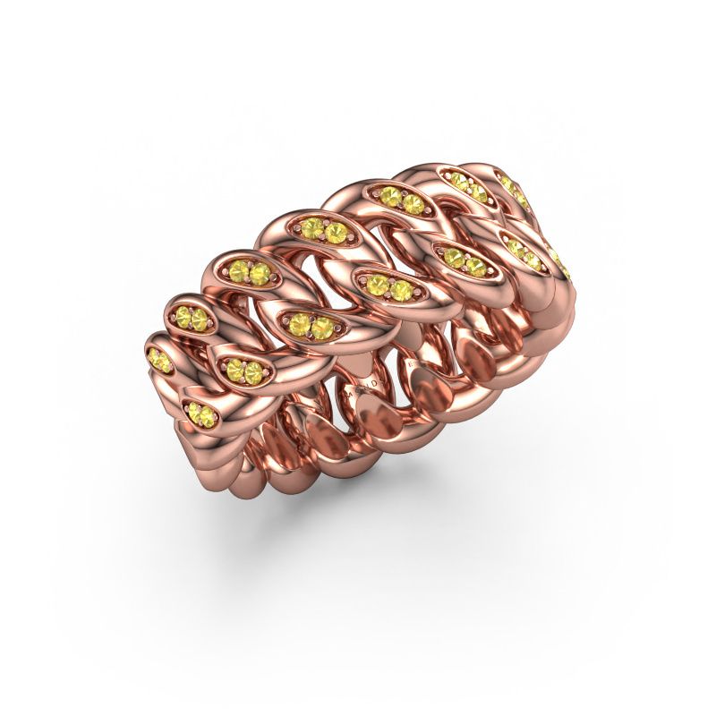 Heren ring Redouan 2 585 rosé goud gele saffier 1.1 mm