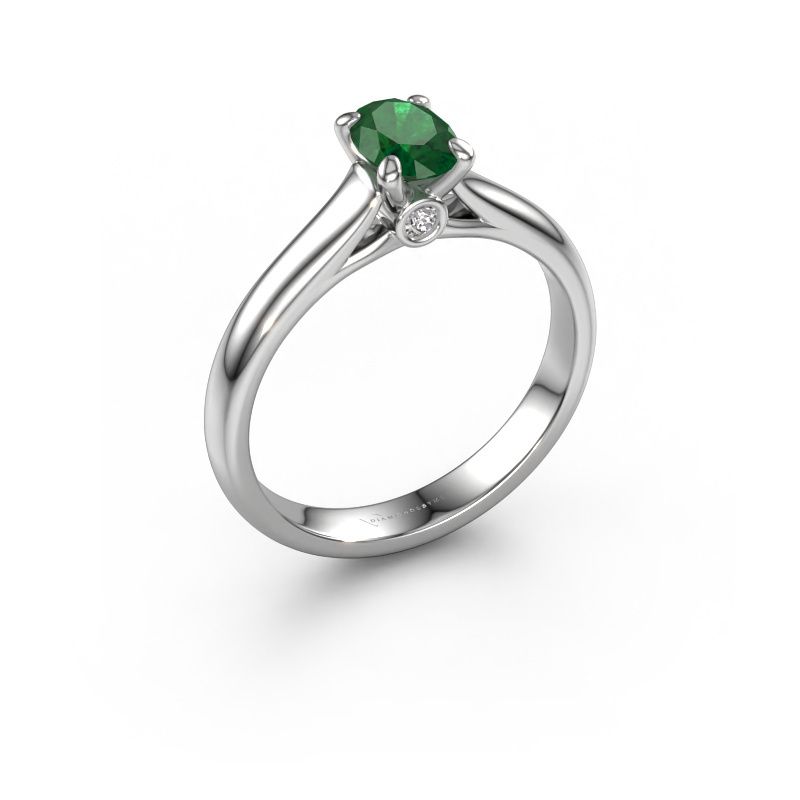 Engagement ring Valorie ovl 1 950 platinum emerald 6.5x4.5 mm
