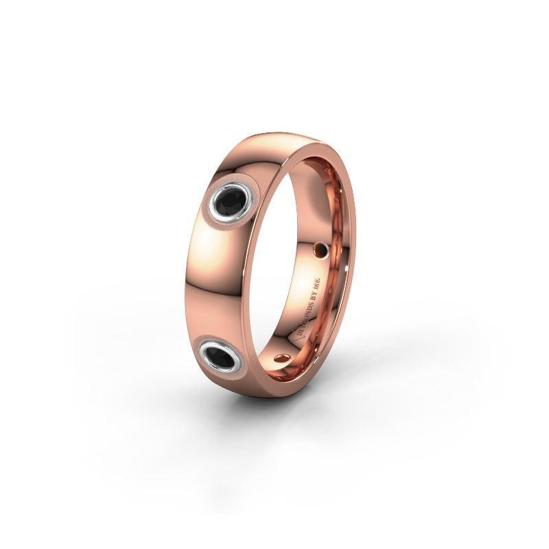 Afbeelding van Trouwring WH0139L25BP 585 rosé goud zwarte diamant ±5x2 mm