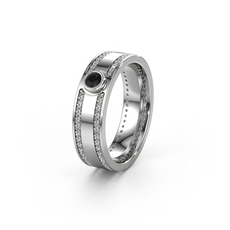 Trouwring WH2044P 950 platina zwarte diamant ±6x2 mm
