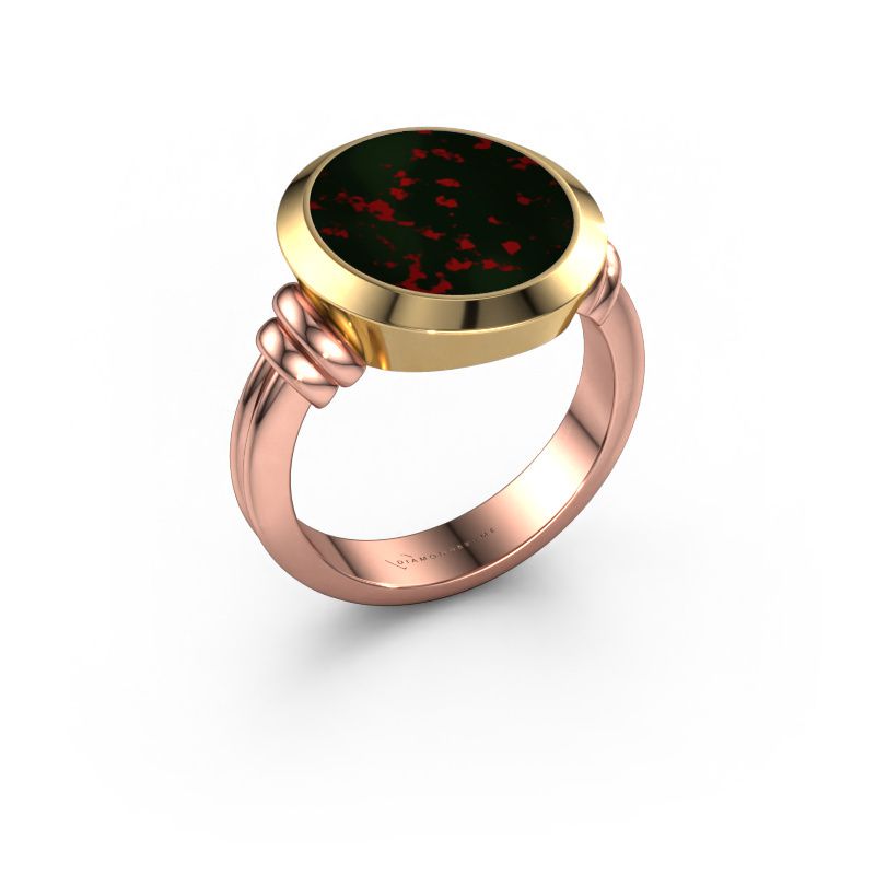 Signet ring Jake 4 585 rose gold bloodstone 15x13 mm