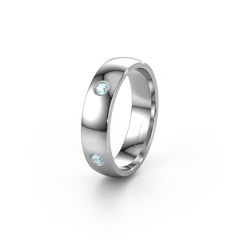 Bague de mariage WH0104L25AP 950 platine aigue-marine 2.5 mm ±5 x 1,7 mm