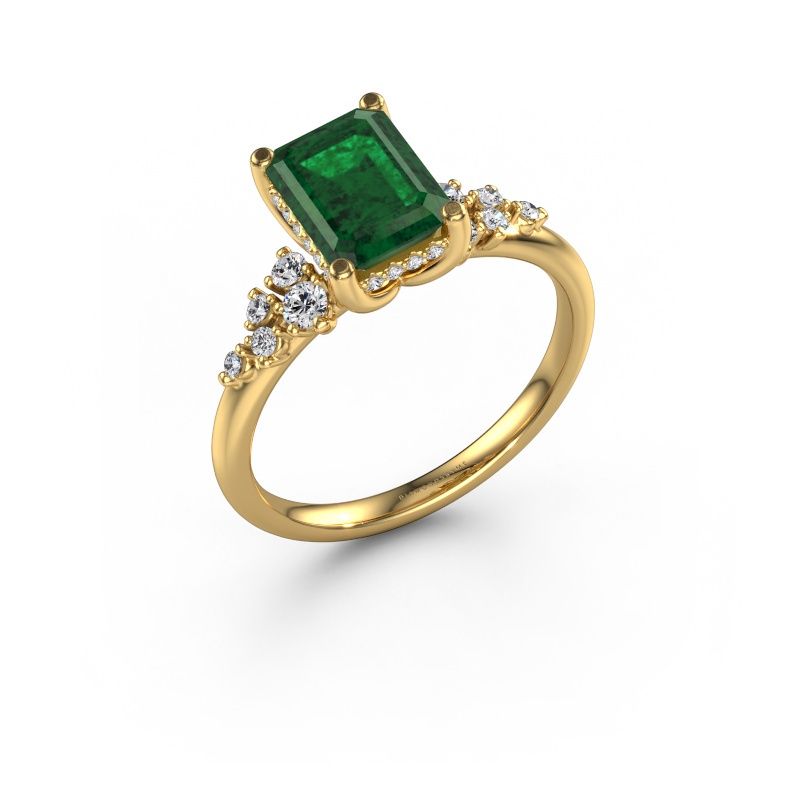 Engagement ring Emma EME 585 gold emerald 8x6 mm
