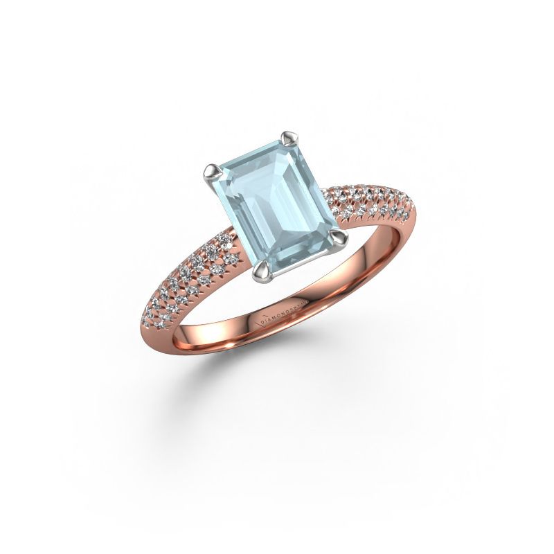 Verlobungsring Morane EME 585 Roségold Aquamarin 8x6 mm