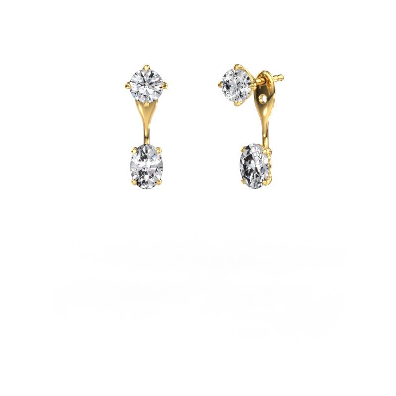 Drop earrings Kate RND-OVL 585 gold zirconia 5 mm