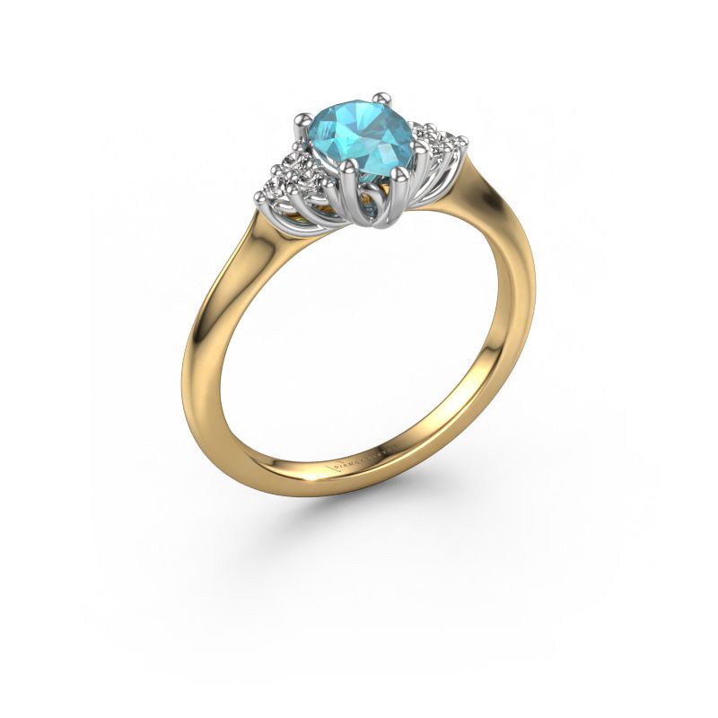 Bague de fiançailles Felipa PER 585 or jaune topaze bleue 7x5 mm