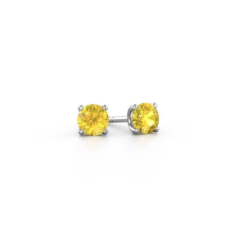 Clous d'oreilles Sam RND 585 or blanc saphir jaune 5 mm