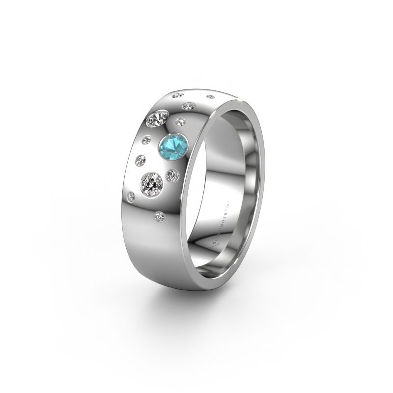 Ehering WH0141L26BP 585 Weißgold Blau Topas ±7 x 2 mm